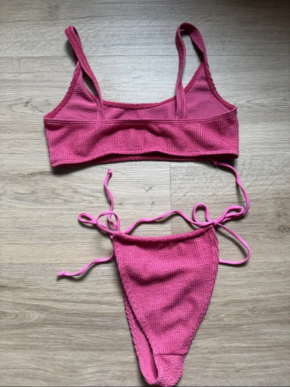 Skatie Textured Pink Tie-Side Bikini Set - Picture 2 of 2